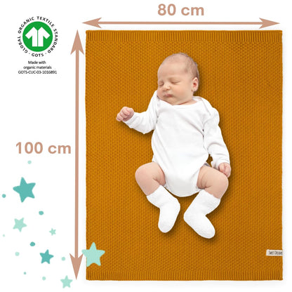 Mikos Babydecke GOTS zert. 100% Bio Baumwolle Strickdecke Baumwolldecke Warme Decke Kuscheldecke Mädchen, Jungen Baby Erstausstattung Für Neugeborene (1044) (Rosa)