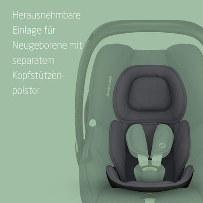 Maxi-Cosi CabrioFix i-Size, Babyschale, 0–12 Monate, max. 12 kg, leichter i-Size Kindersitz (3,2 kg), Sonnenverdeck, gepolsterter Sitz, für viele Maxi-Cosi Kinderwagen, Essential Black