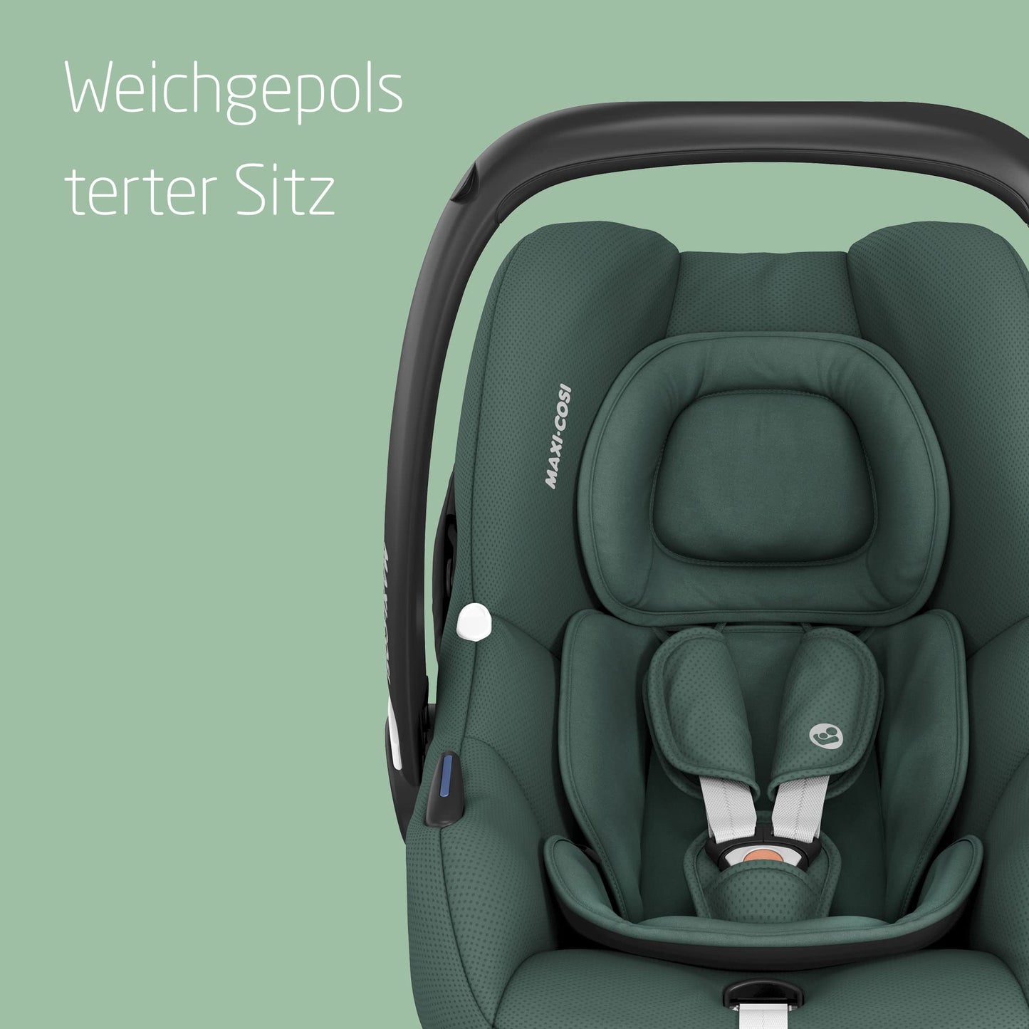 Maxi-Cosi CabrioFix i-Size, Babyschale, 0–12 Monate, max. 12 kg, leichter i-Size Kindersitz (3,2 kg), Sonnenverdeck, gepolsterter Sitz, für viele Maxi-Cosi Kinderwagen, Essential Black