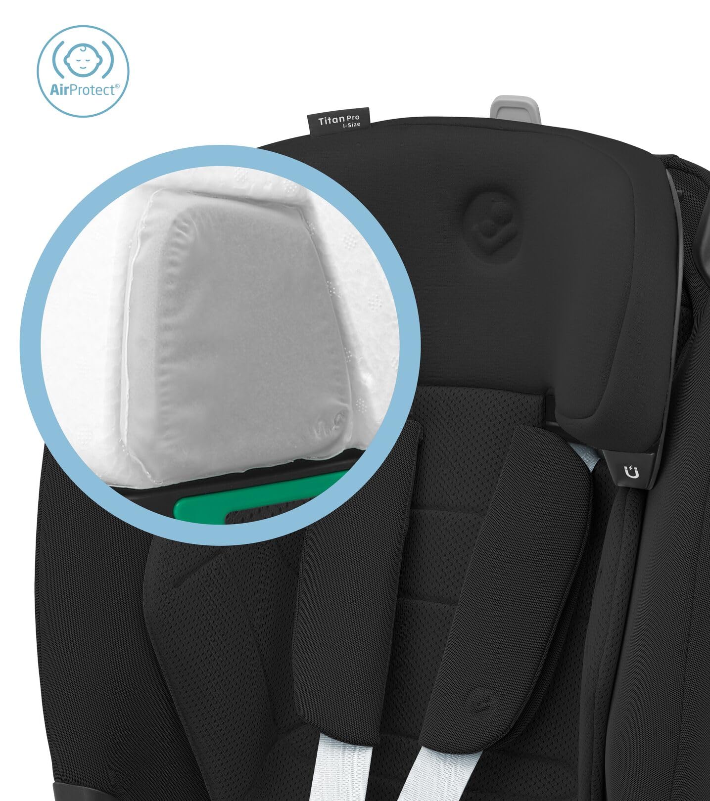 Maxi-Cosi Titan Pro² i-Size Kindersitz, 76 - 150 cm, 15 Monate-12 Jahre, G-CELL-Seitenaufprallschutz, Easy-in Gurtsystem, ClimaFlow, AirProtect-Sicherheitskissen, 4 Liegepositionen, Authentic Black