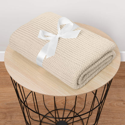Mikos* Babydecke | Strickdecke | Ideal als Erstlingsdecke | Kuscheldecke | Kinderwagendecke 100x120cm (1004) (Beige)
