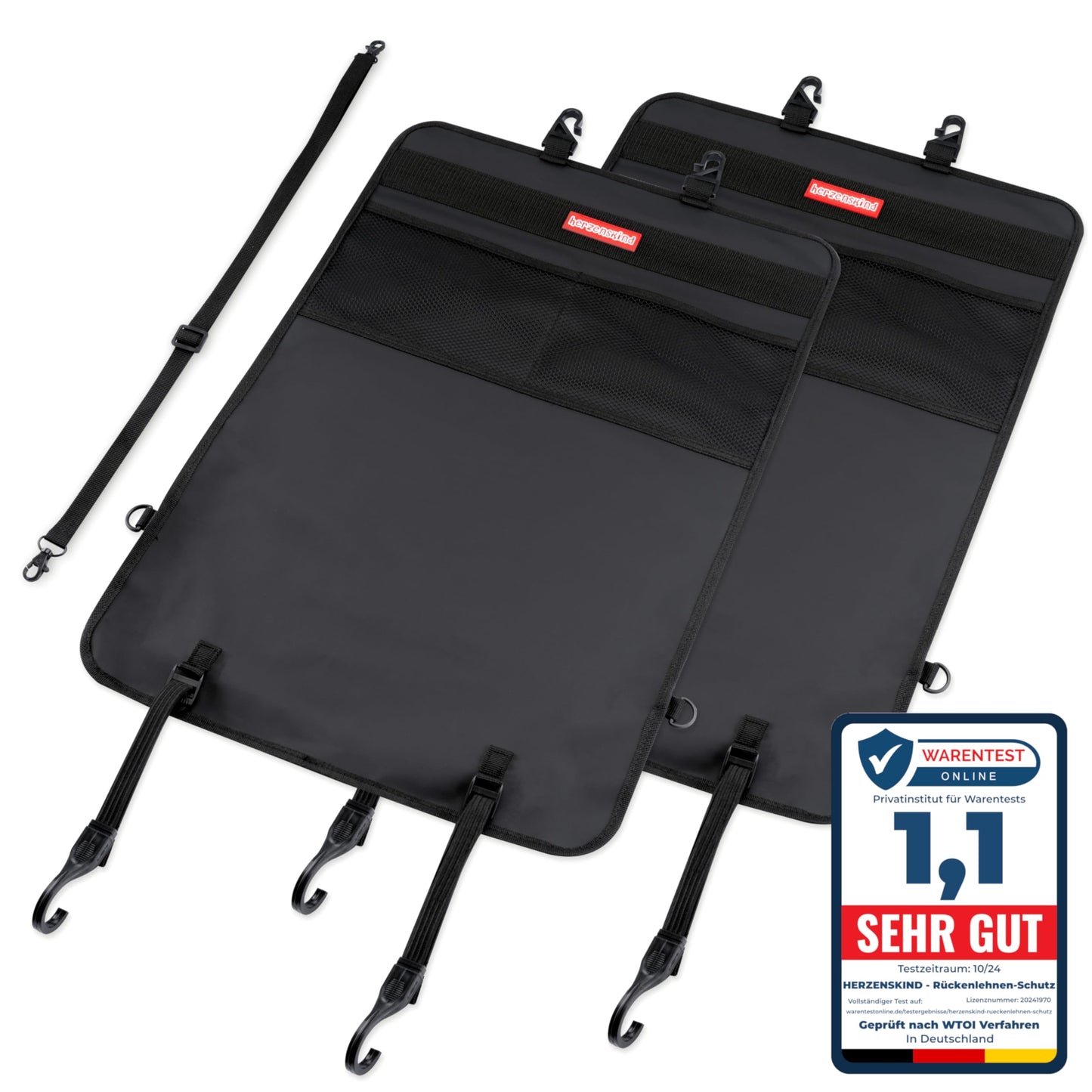 HerzensKind Backrest Protection And Organiser In A Set of 2 Protects Your Car Seats From Dirt And Damage Caused By Children's Shoes Ideal For Car Journeys With Children Twin Pack