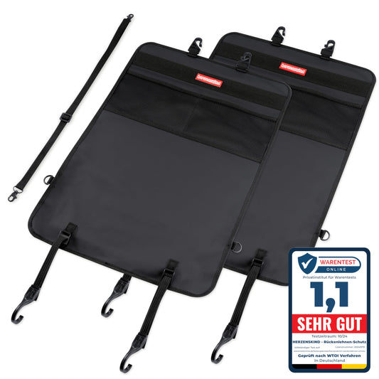 HerzensKind Backrest Protection And Organiser In A Set of 2 Protects Your Car Seats From Dirt And Damage Caused By Children's Shoes Ideal For Car Journeys With Children Twin Pack
