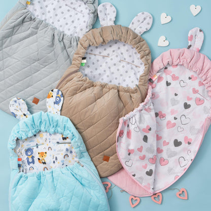 Mikos Swaddling Blanket Baby Seat Autumn Winter with Hood for Newborns for Child Seat Pram Car Seat e.g. for Maxi-Cosi, 3-Point Harness, Swaddling Bag for Babies, Child Car Seat (51