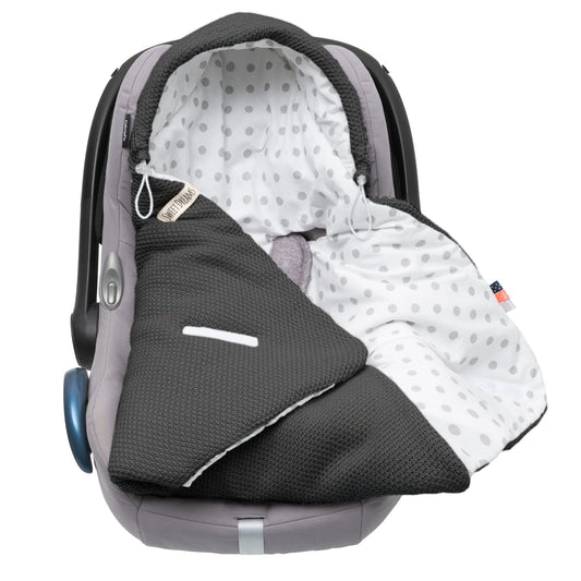 Baby Einschlagdecke Babyschale Winter Strickdecke Kinderwagendecke Fußsack Baby 100% Baumwolle mit Füllung Universal für Kinderwagen Buggys Frühling Maxi Cosi 3 Punkt Gurt Beige Grau(39) (Senfgelb)