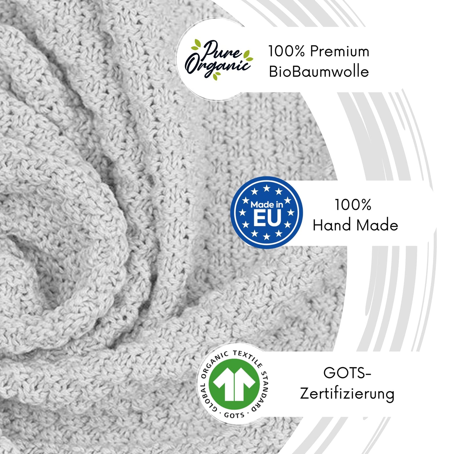 Mikos Babydecke GOTS 100% Bio Baumwolle-Weiche Strick Kuscheldecke Baumwolle-Warme Baumwolldecke für Neugeborene - Perfekt für Baby Erstausstattung - Vielseitige Baby Winterdecke (1043 Dunkelgrau)