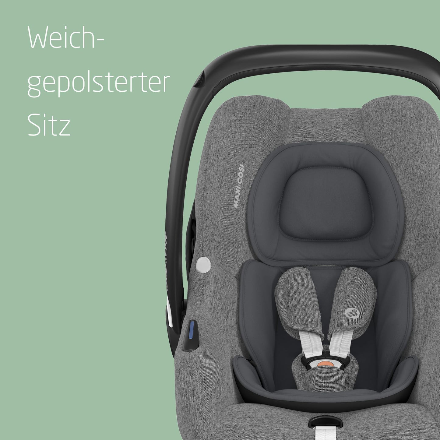 Maxi-Cosi CabrioFix i-Size, Babyschale, 0–12 Monate, max. 12 kg, leichter i-Size Kindersitz (3,2 kg), Sonnenverdeck, gepolsterter Sitz, für viele Maxi-Cosi Kinderwagen, Essential Black